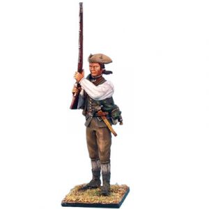 AWI012 CONTINENTAL MILITIA STANDING IN WAISTCOAT WITH RAISED MUSKET